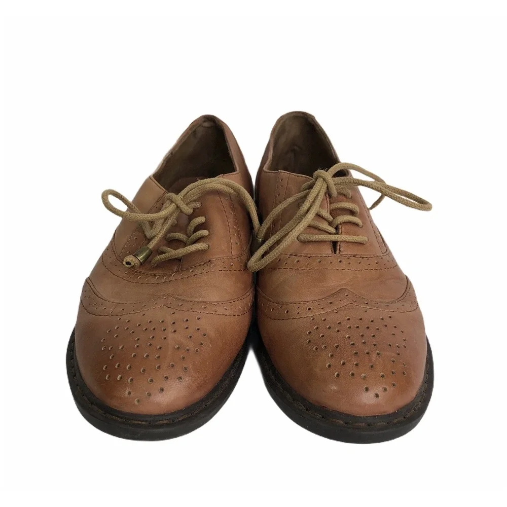 Jeffrey Campbell Havana Women Tan Wing-Tip Oxford Lace Shoes‎ Leather Flat 8.5 M